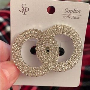 Double circle ponytail holder with rhinestones